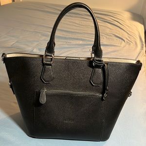 L. Credi Black Leather Shoulder Handbag